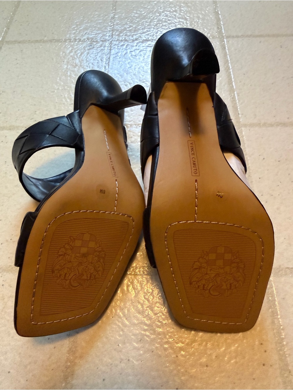 Vince Camuto Black Quilted Double-Strap Slide Mules - Picture 3 of 3